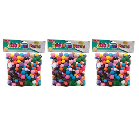 Pom-Poms, Assorted Sizes/Colors, PK900